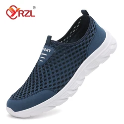 YRZL Breathable Mesh Shoes Men Slip on Male Casual Sneakers Anti-slip Mens Non Slip Flats Outdoor Walking Shoes for Man