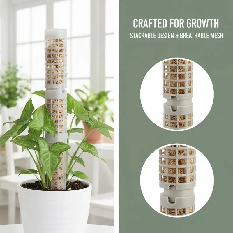 6Pcs Moss Pole Plastic Plant Stand Indoor Climbing Plants Guardian Tutors Pot Moss Stick For Plants Growth Garden Supports