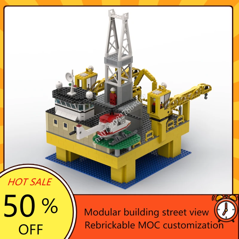 1050 Stuks Offshore Boorplatform Modulaire Moc Creatieve Straatbeeld Modelbouwstenen Diy Educatie Assemblage Model Speelgoed Geschenken