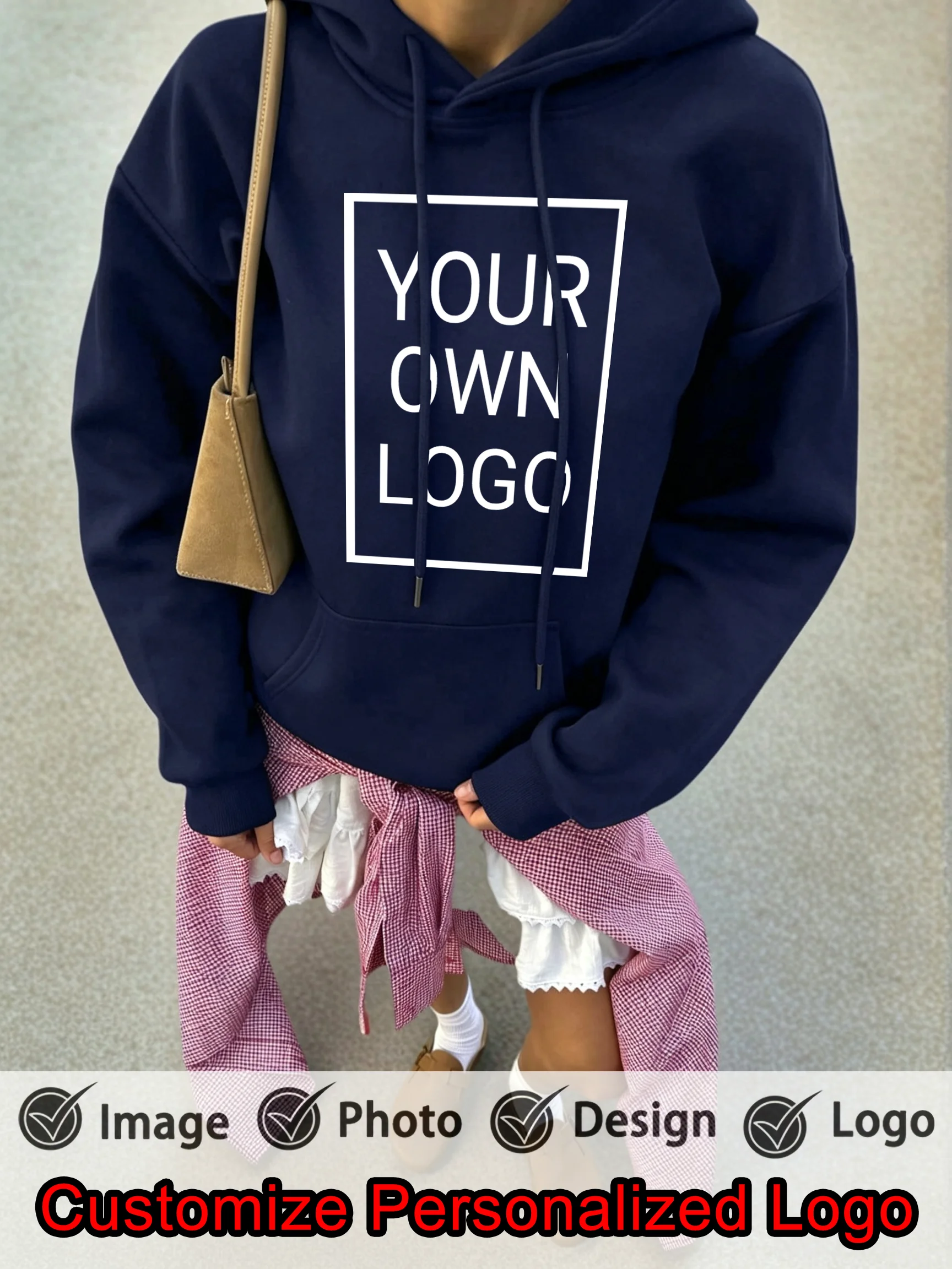 Custom DIY Text Pattern Party Logo Hoodie Womens Casual Y2k Korean Hoody Fleece Loose Woman Hoodies Pocket Autumn Pullovers