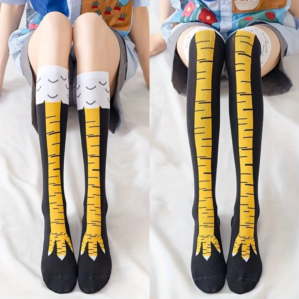 Chicken Paws Feet Long Socks Women over the Knee Stockings Funny Cartoon Chicken Leg Claw Ladies 3D Print Thigh High Socks Gifts