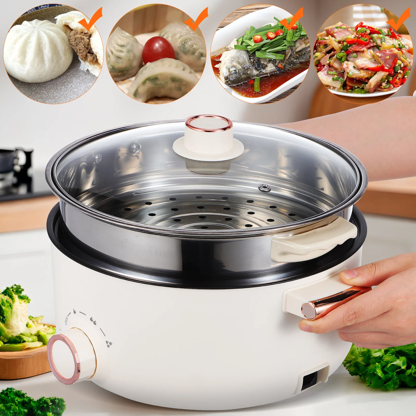 

Multifunctional Electric Cooker Hot Pot Nonstick Coating Rapid Heating Intelligent Temperature Control Portable For Dorm Office