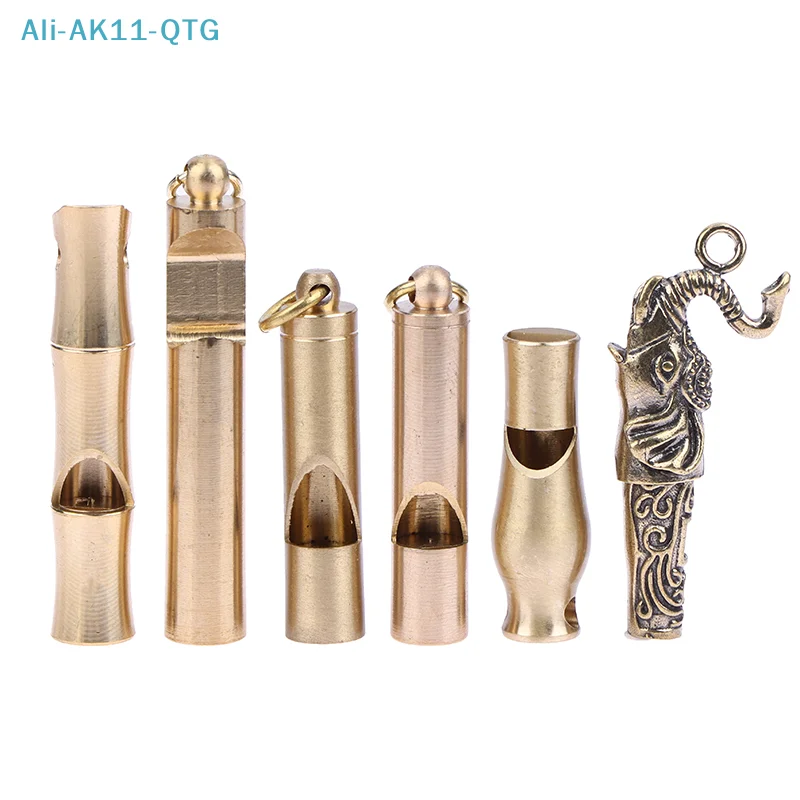 New Brass Whistle Keychain Pendant Outdoor Survival Portable Single Tube Explosive High Frequency High Decibel Whistle