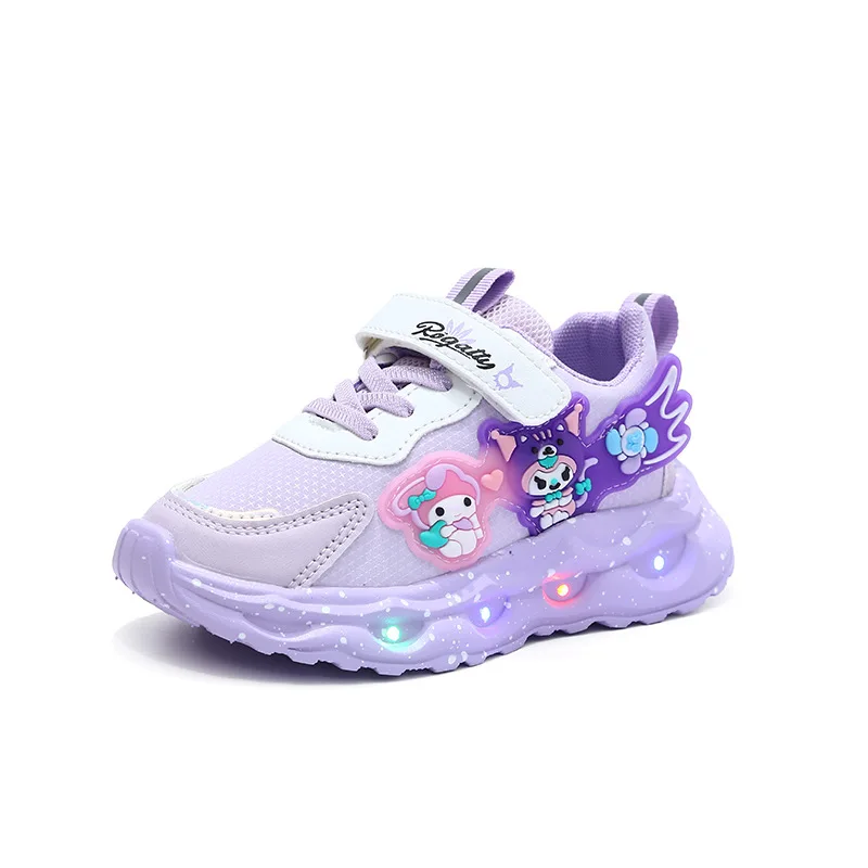 

Kuromi Girls LED Light Up Shoes 2026 Spring Summer - Mesh Breathable Leather Waterproof Soft Sole Running Sneakers
