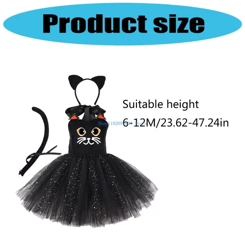 N7YF 2 ชิ้นแมวเครื่องแต่งกายชุดแมวหูคาดศีรษะ Tutus ชุดสัตว์แฟนซีชุดเครื่องแต่งกาย