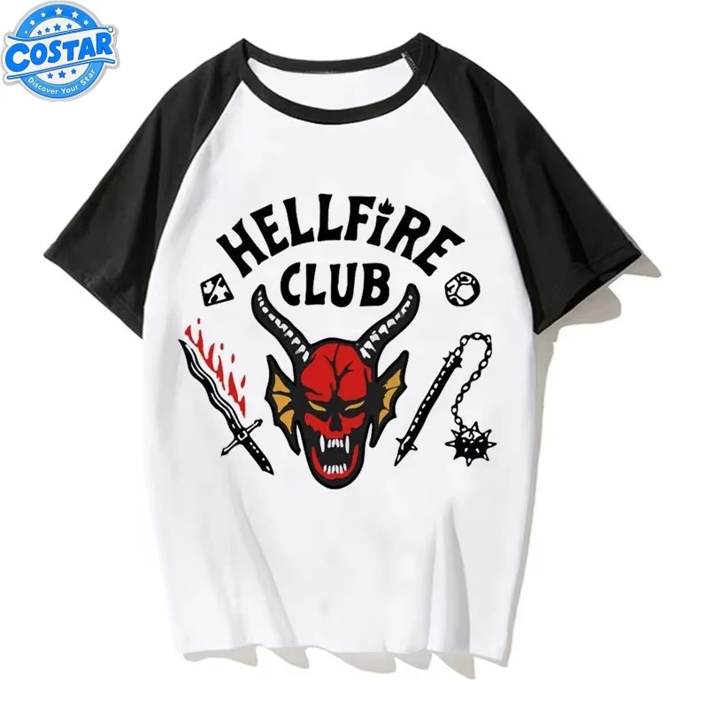 Strange Cosplay Costume Dustin Mike Eleven Hellfire Club Printed Short Sleeve T-shirt Halloween Outfit for Boys Girls Customized