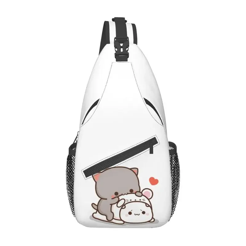 

Kawaii Peach And Goma Mochi Cat Sling Crossbody Backpack Men Custom Shoulder Chest Bag for Travel Hiking Daypack