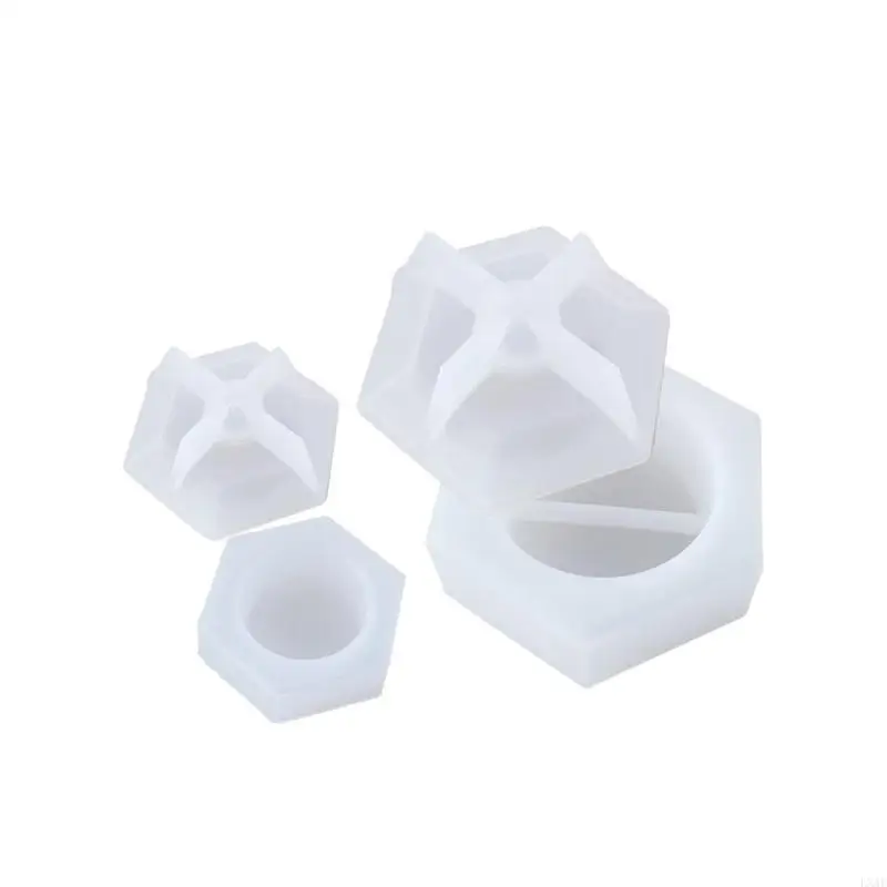 Hexagonal Jewelry Box Molds Storage Container Moulds Silicone Material DIY Cup Moulds for Making Storage Box Jar