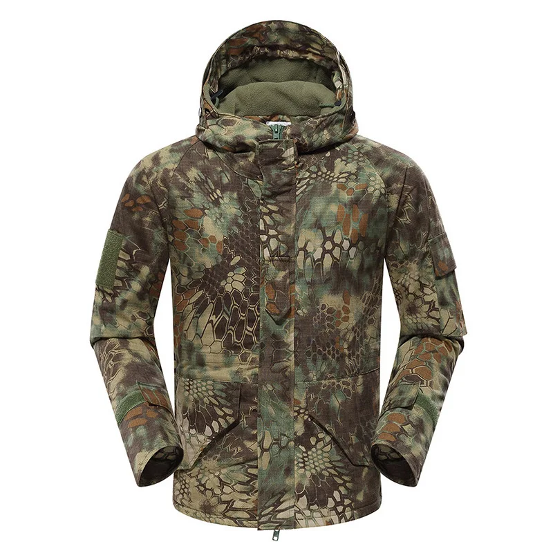 Outdoors Jacket Men Waterproof Tactical Jacket Coat Winter Warm Fleece Hooded Windbreaker