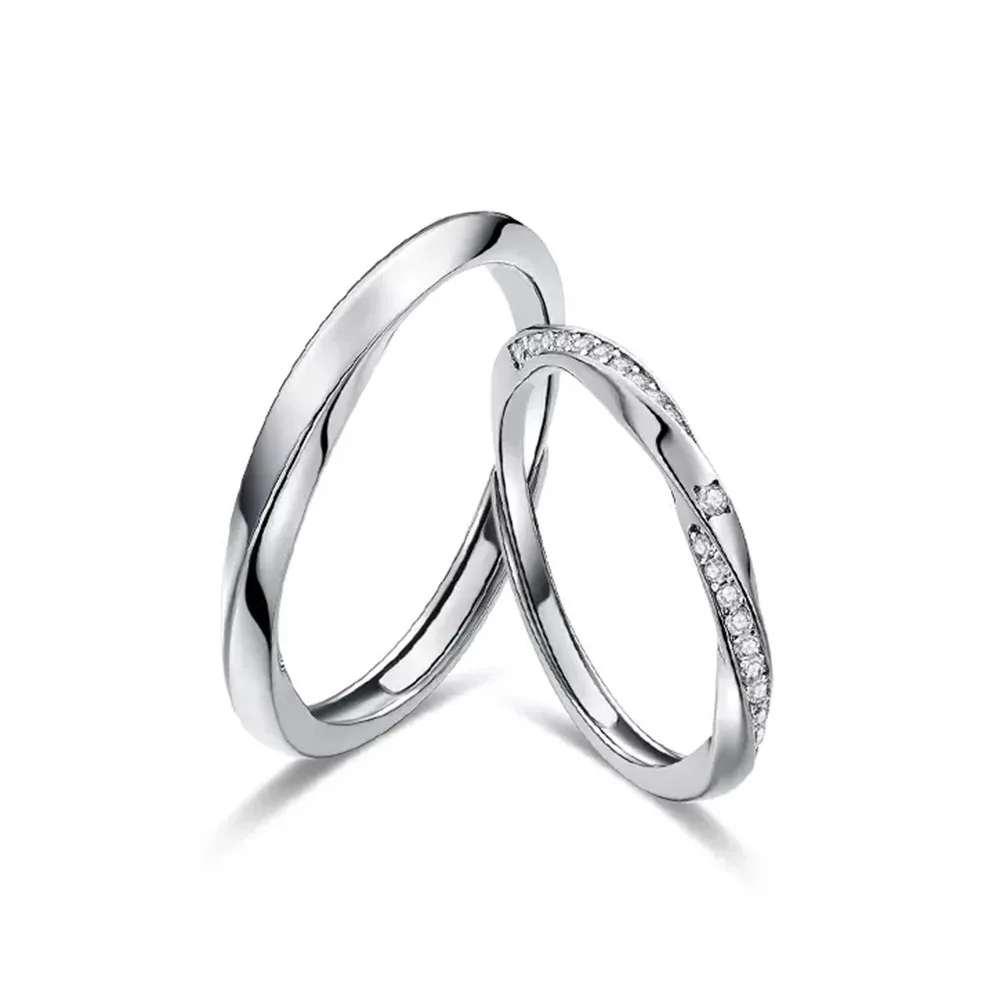 

925 Sterling Silver Mobius Love Love Endless Couple Ring Inlaid Zircon Birthday Wedding Anniversary Party Gift