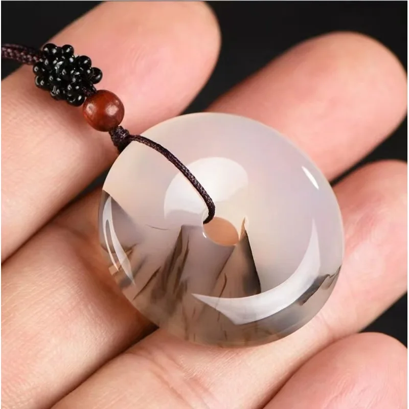 Agate chalcedony peace pendant promotional gift ice-type ocean grass flower pendant jade ornament