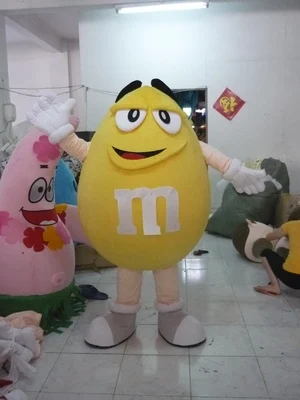 

EVA Material Red Yellow Chocolate M Beans Mascot Costume Candy Cartoon Apparel Cosplay Advertisement Halloween Dress