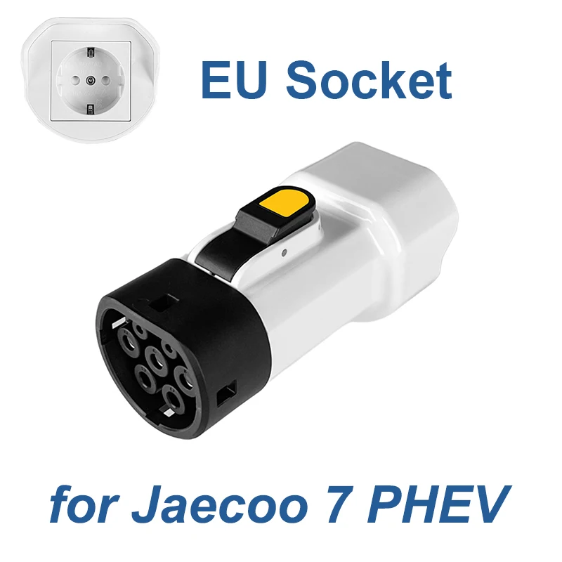 EVqiaoyi Type2 V2L Ontlader Adapter 16A 3.5KW Type2 Auto Ontlading Plug met EU Socket voor Camping, BYD Jaecoo MG Renault