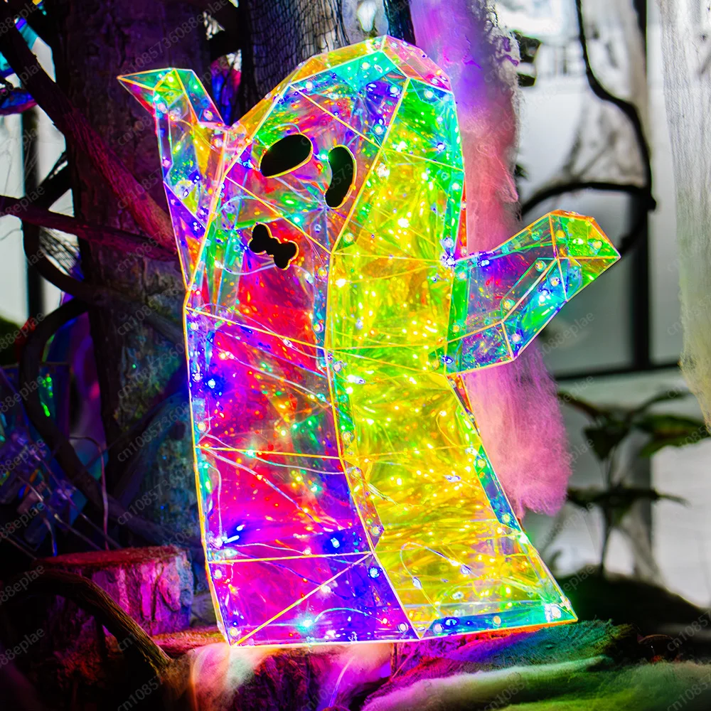 Cross-Border Halloween Bow Tie Ghost Glow Horror Ghost Day of the Dead Ghost Day Decoration Symphony Night Light Ornament