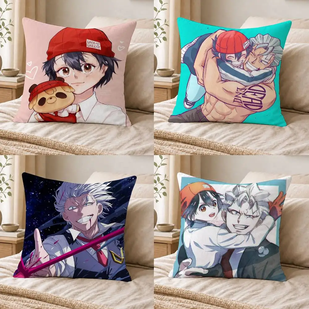 Anime Undead Unluck Double-sided Printed Square Decorative Cushion Cover for Sofa Living Room Home Decor