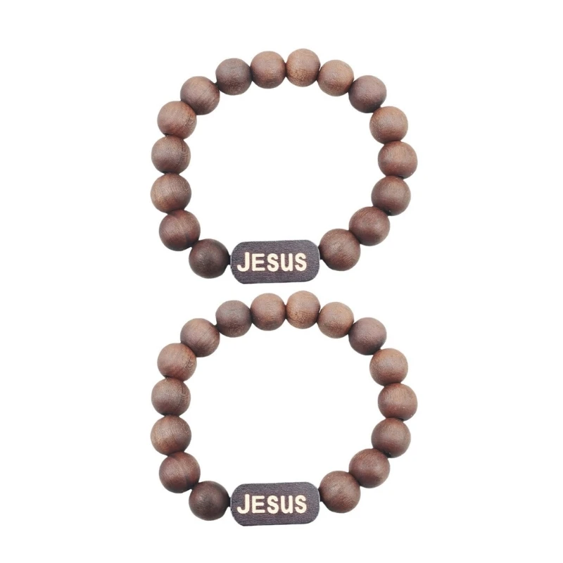 2PcsElegant Bracelet for Baptism Bead Handchain Adjustable Length Wristband