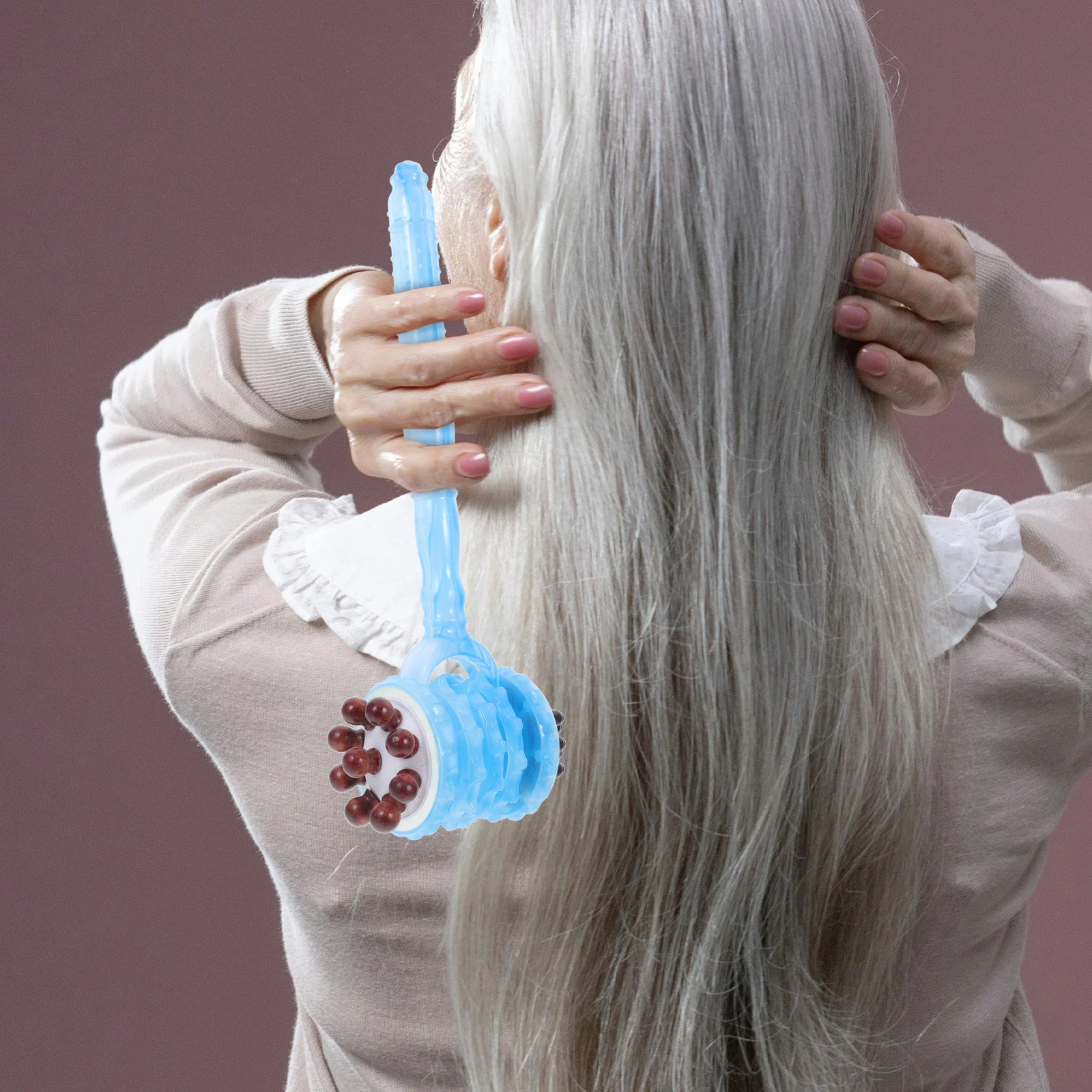 مطرقة تدليك مزدوجة الرأس، مدلك خلفي خشبي لاسترخاء الجسم بالكامل، أداة قرع ساق الكتف، تدق ليمفااتي محمول باليد