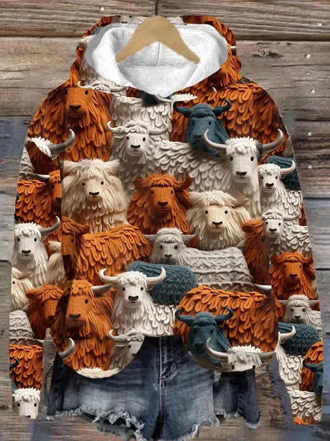 Mode vache Animal 3D impression sweats à capuche femmes sweat à capuche décontracté surdimensionné pull Y2K sweats à capuche hauts unisexe manteau vêtements