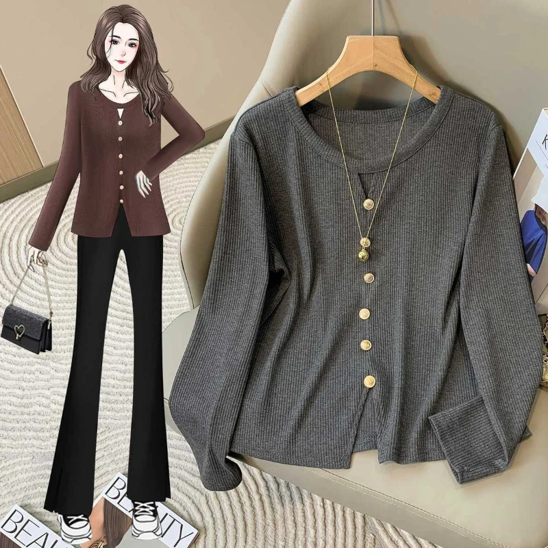 

Slit Hem Irregular Hollow Out Casual Tops Women Clothing Spring Autumn New Long Sleeve Loose Fashion T Shirts Trend Lazy Style