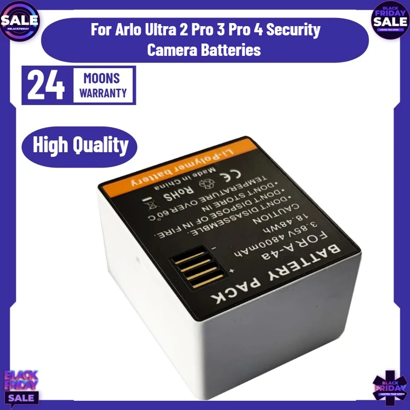 2PCS 4800mAh Replacement Battery A-4A for Arlo Ultra 2 Pro 3 Pro 4 Security Camera Batteries