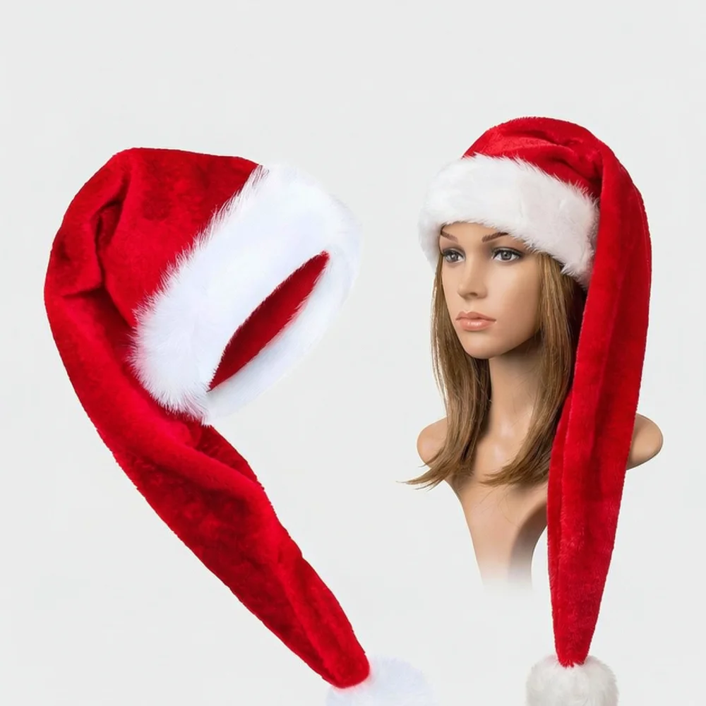 Santa Hat Plush - Topi Natal, Topi Sinterklas Berbahan Beludru