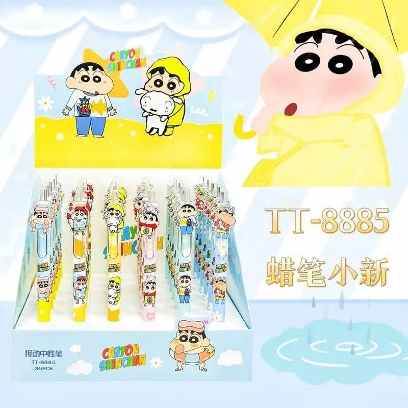 

Набор из 36 гелевых ручек «Аниме Шин-чан» с акриловым стикером, 0,5 мм, для подписи, студенческие канцелярские товары, оптом