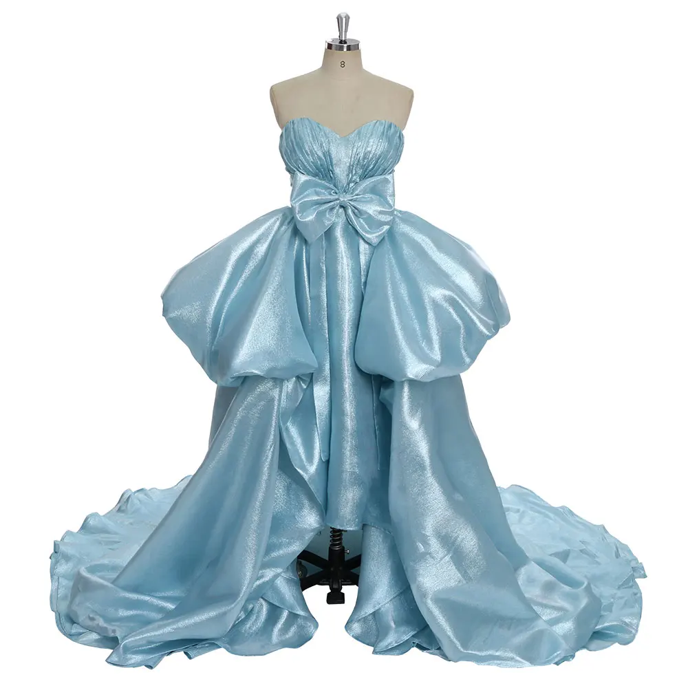 Sweetheart High Low Bespoke Occasion Dresses for Photoshoot Ball Gown Long Dress for Photo Shoot Blue Formal & Evening Gowns