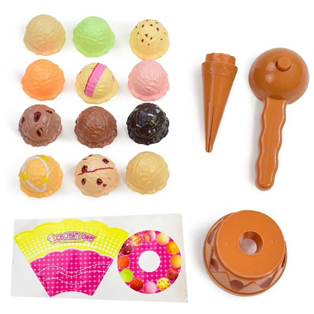 

Multicolor Stackable Ice Cream Toy Grip Hand-eye Coordination Play Kitchen Set Plastic Parent-child Communication