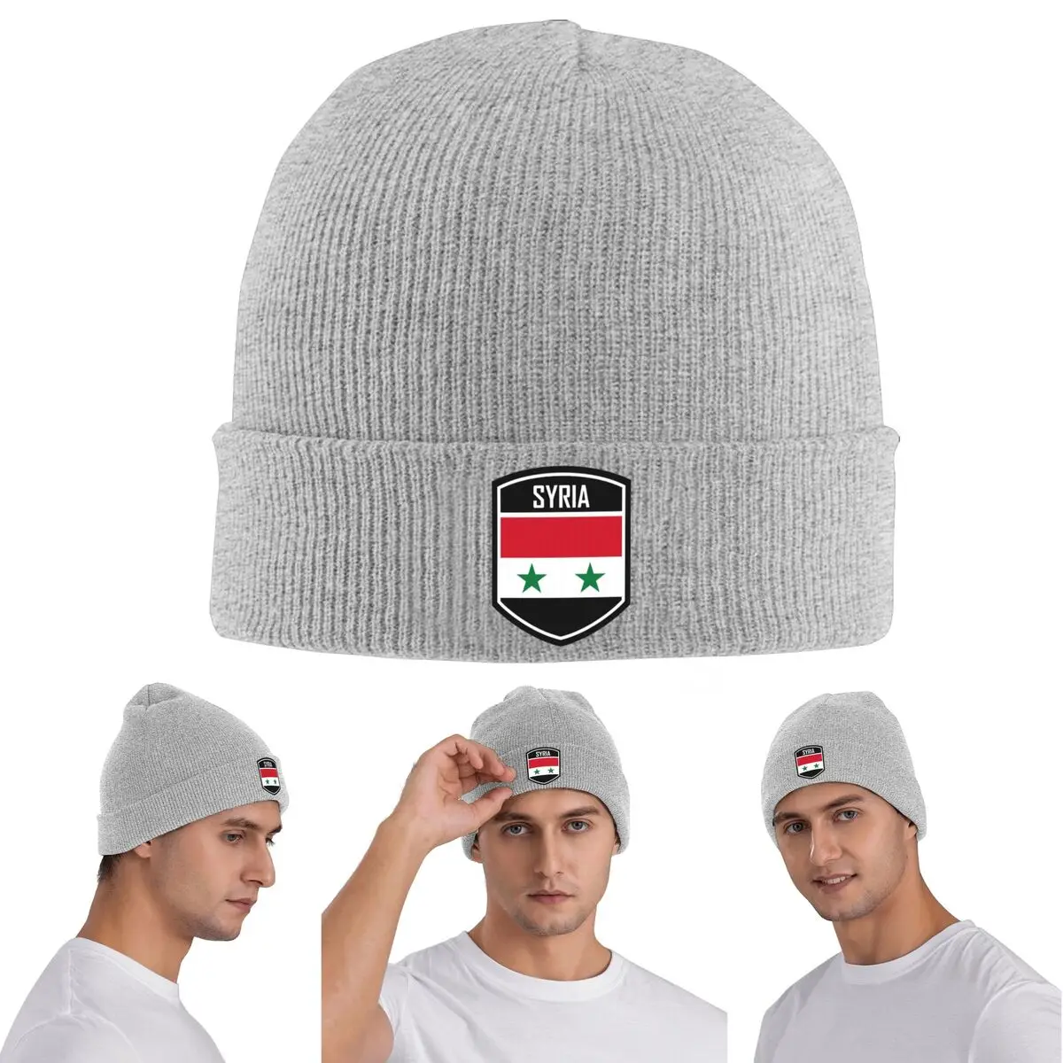 

Теплая вязаная шапка с флагом арамейской сирии, зимняя вязаная шапка с капюшоном, шапочки с черепами, шапки в стиле хип-хоп для унисекс