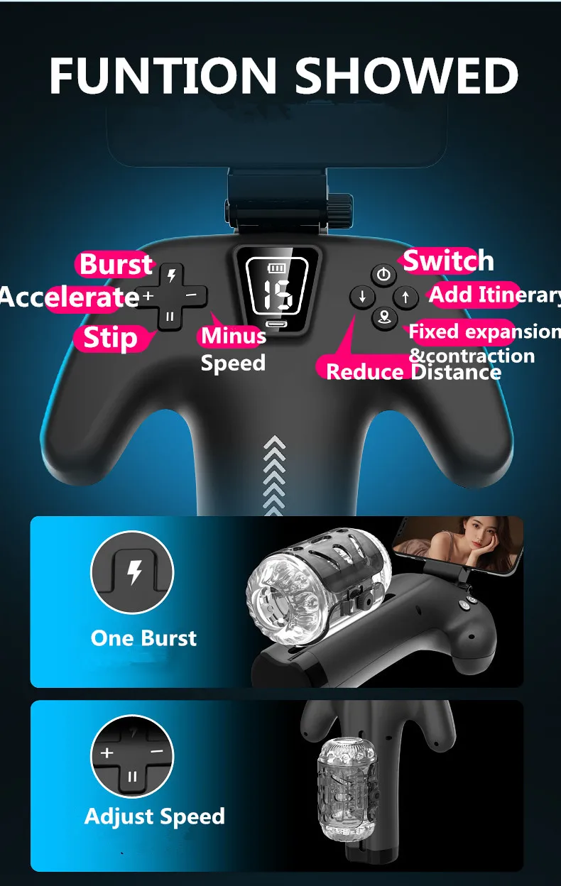 مضخة القضيب الأوتوماتيكية للرجال التلقائي تهتز ذكر الاستمناء مقابض مزدوجة ذكي متعدد التردد الأيدي الحرة الجيب #5