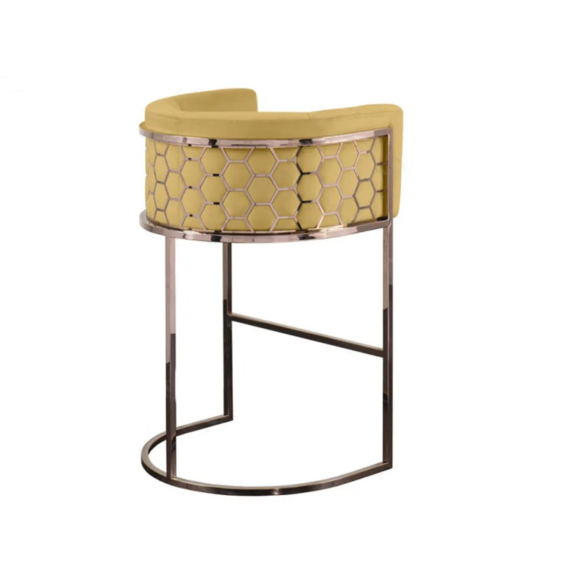

Light luxury stainless steel bar chair simple modern bar chair high stool home backrest high chair dining chair Internet celebri