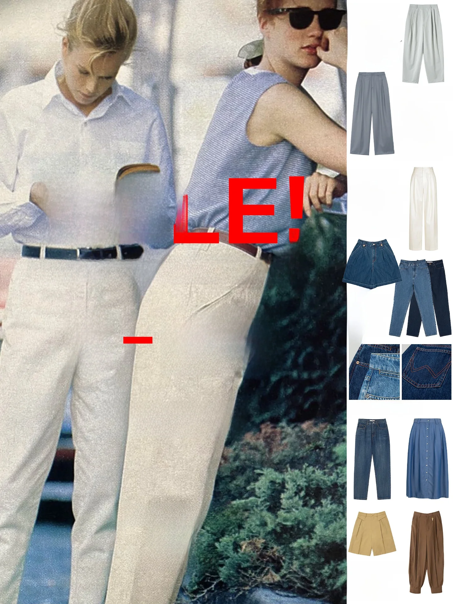Three Schools Vintage Summer Belt 68 Bottom Special Casual Loose Cotton Ladies Pants Natural Waist  Color