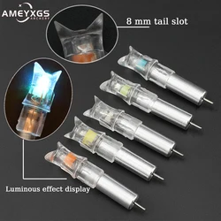 Puntas iluminadas con luz LED para tiro con arco, 5/6 piezas, ajuste de 7,6mm, eje de flecha Universal, cola brillante, pernos de Ballesta de carbono, accesorios de tiro de caza