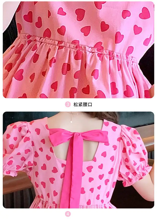 2024 new summer Kids baby Girls A-LINE party princess heart Dresses Tulle clothes teenager Child Polka dots 8 to 10 11 12 years