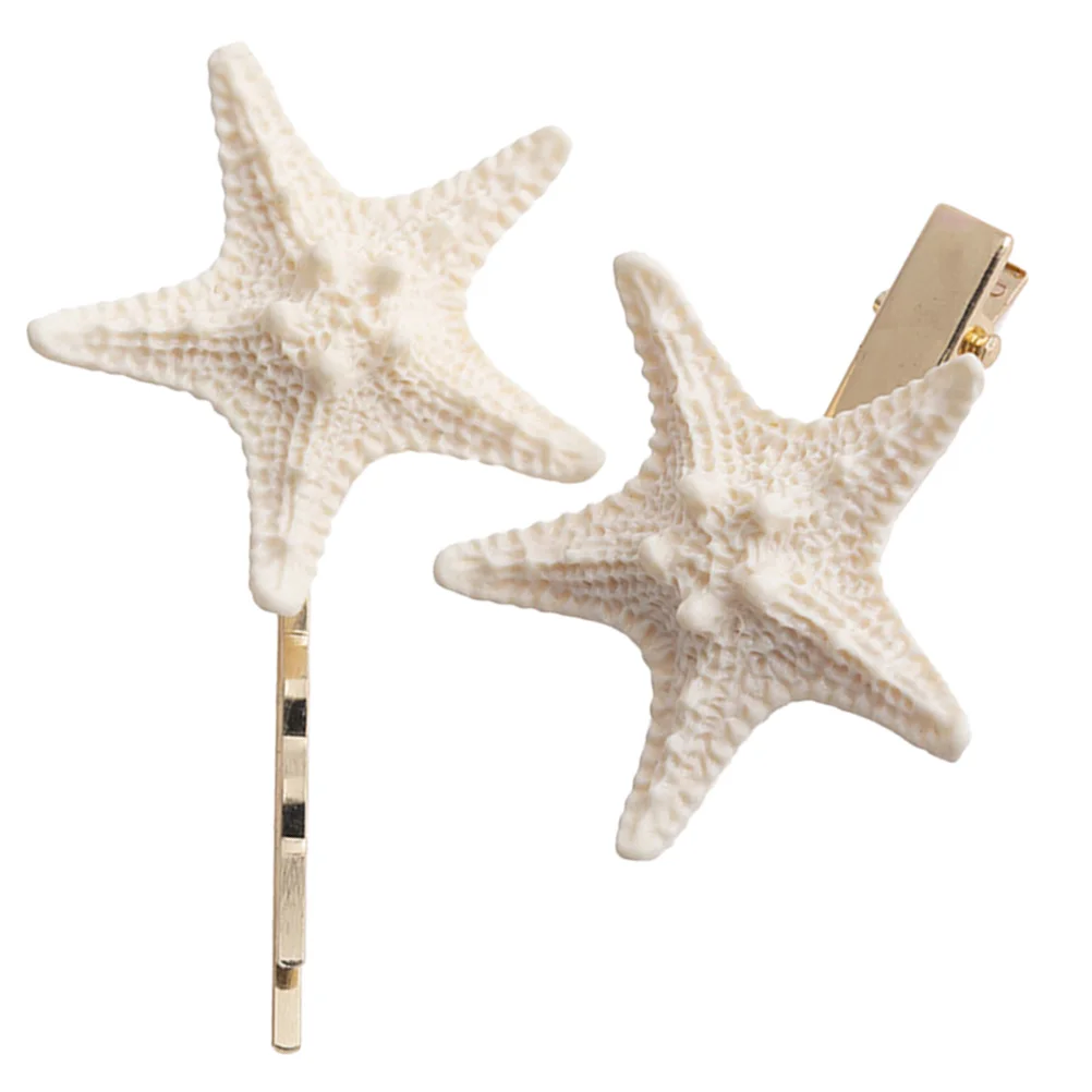 

2 Pcs Hairpin Care about Accessories Seashell Clips Vacation Beach Party Resin Iron Nautical Styling