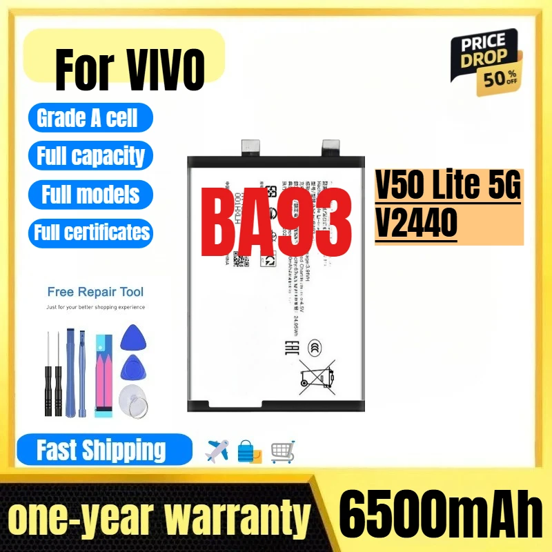 

BA93 for VIVO V50 Lite 5G/V2440 Phone Battery 0 Cycle High Quality High Capacity Replacement Bateria Grade A Cell with Tools
