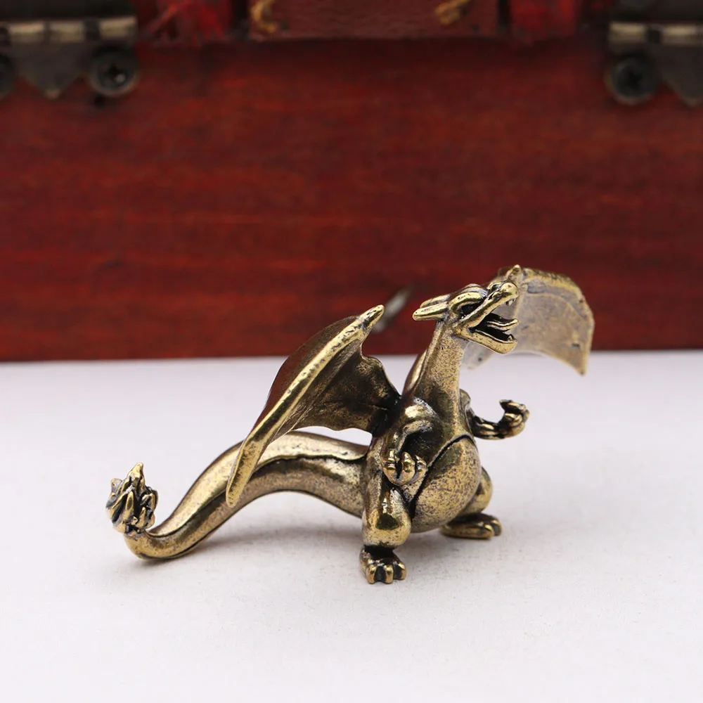 Brass Roaring Flying Dragon Small Statue Desktop Ornaments Vintage Animal Figurines Model Lucky Home Decoration Crafts Accessory view 2