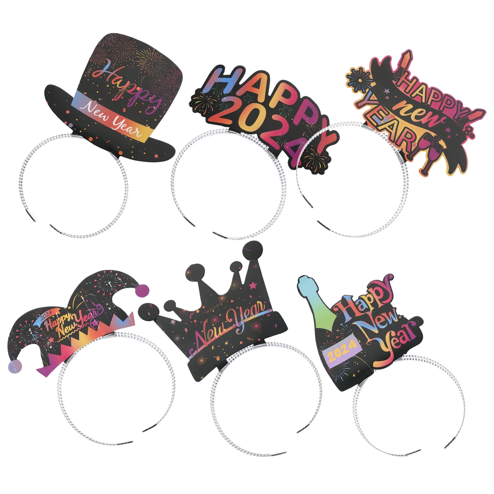 6 stuks nieuwjaarsfeest hoofddeksels feestelijke haarhoepels gemakkelijk te gebruiken niet gemakkelijk af te vallen ideaal voor oudejaarsavondfeesten decoratief