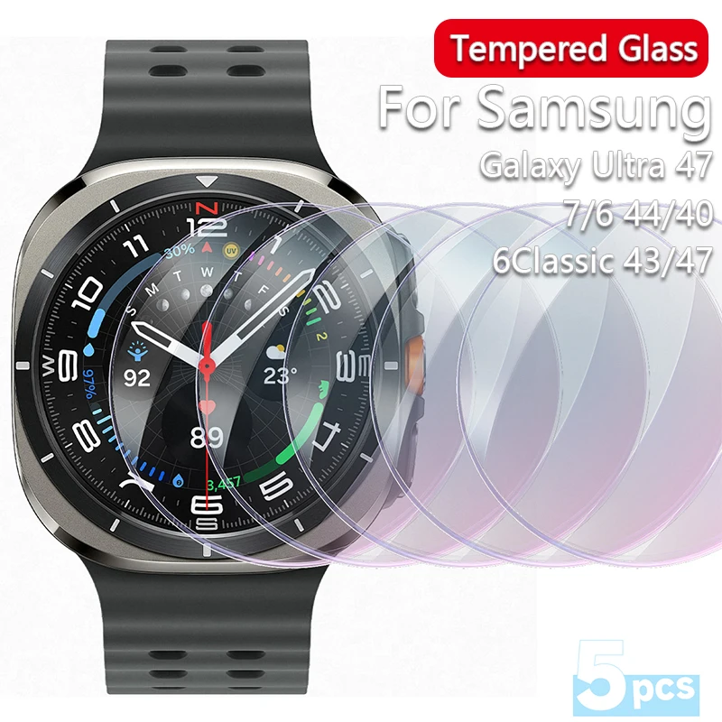 Tempered Glass for Samsung Galaxy Watch 7/6 40mm 44mm HD Screen Protector Film Anti-Scratch for Galaxy Watch Ultra 47mm 6Classic