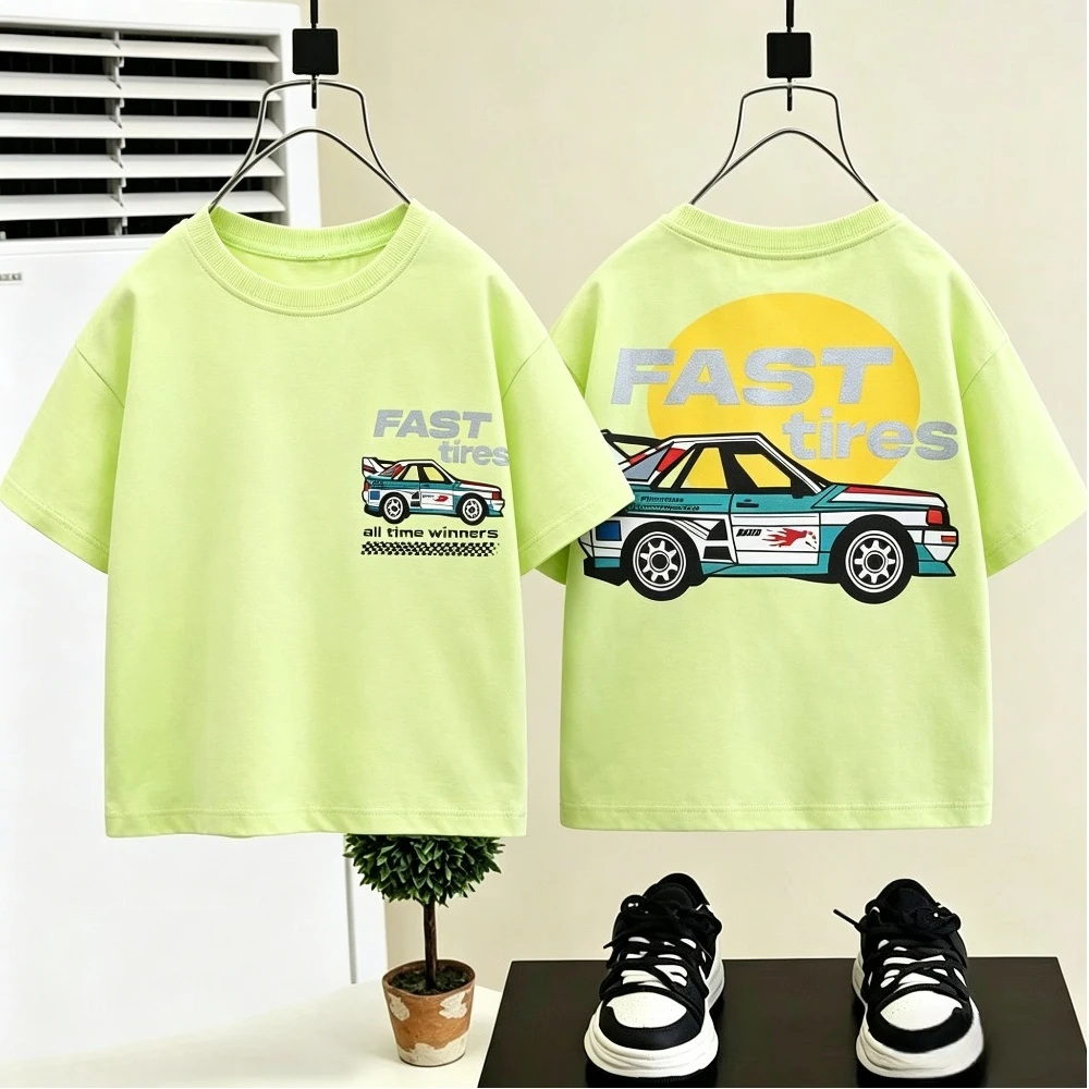 Children Double Sided Graphic Short Sleeve T Shirt Summer Fa