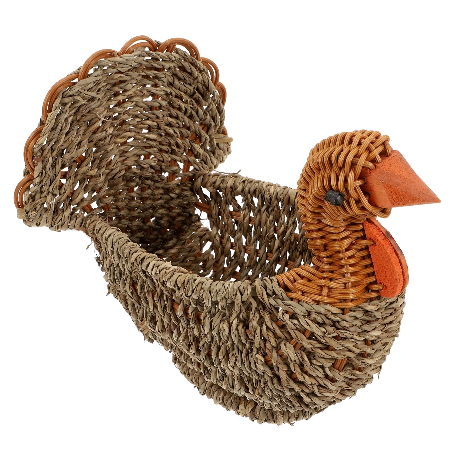 

Cartoon Turkey Shaped Woven Basket for Kitchen Storage Decorative Bread Fruit Snack Holder Rustic Design HomeDecoration