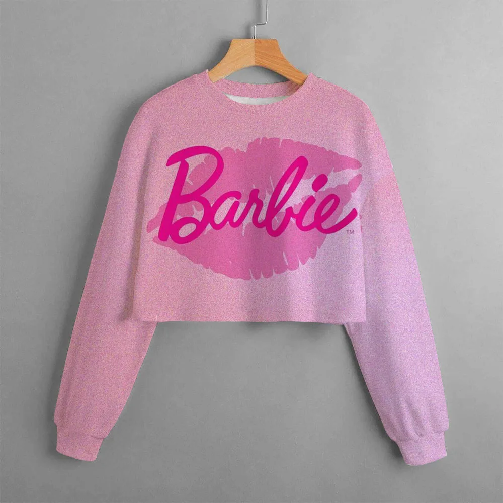 New Girl Barbie Princess 3D Printed Cartoon Printed Casual Decoration Hoodie Long Sleeve Y2K Short Hoodie