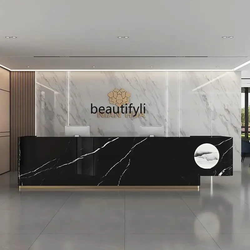 Simple company front desk integrated cabinet hotel office reception desk beauty salon yoga health center cashier bar