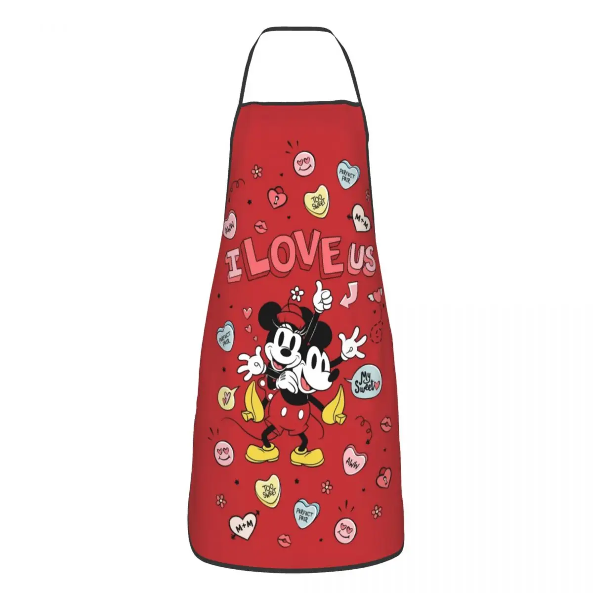 Custom Bib Minnie Mouse Mickey Mouse Love Apron Men Women Unisex Adult Chef Kitchen Cooking Tablier Cuisine Baking