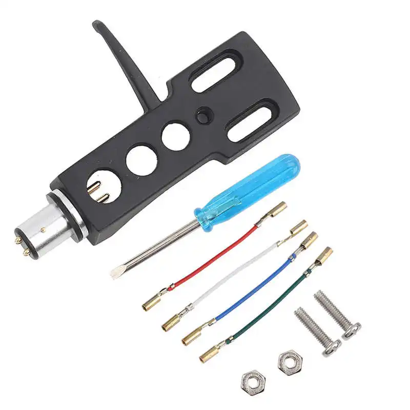 Universal LP Turntable Phono Headshell Mount Replacement with 4 Wires Fit for Various Phono