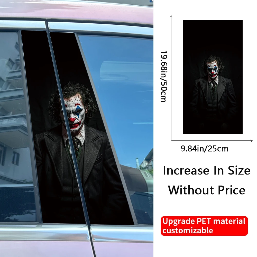 Auto Joker Funny DIY Stickers Car Stickers B-pillar Sunscreen Auto Center Column Cover Scratches Cartoon Decoration Accessories