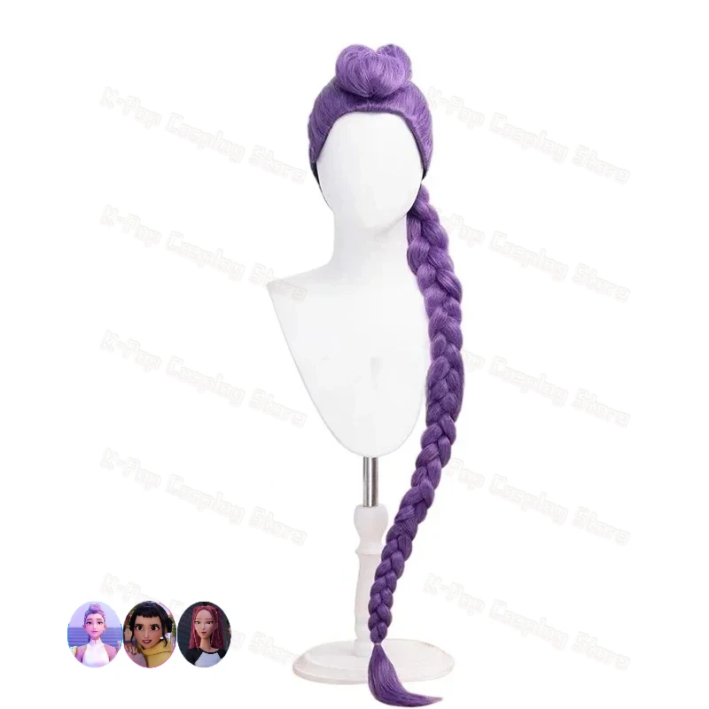 فيلم جديد Kpop شعر مستعار تأثيري ميرا رومي زوي شيطان الصيادين أرجواني أسود أحمر طويل الشعر مقاومة للحرارة بيروكات صناعية كرنفال الدعائم