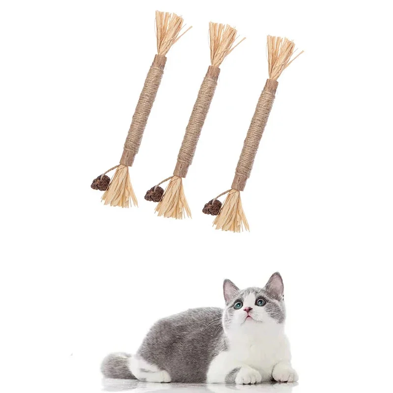 Natural Raffia Cat Snacks Sticks Cleaning Tooth Actinidia Silvervine Amusing Kitten Chewing Toys Gifts For Your Beloved Pets