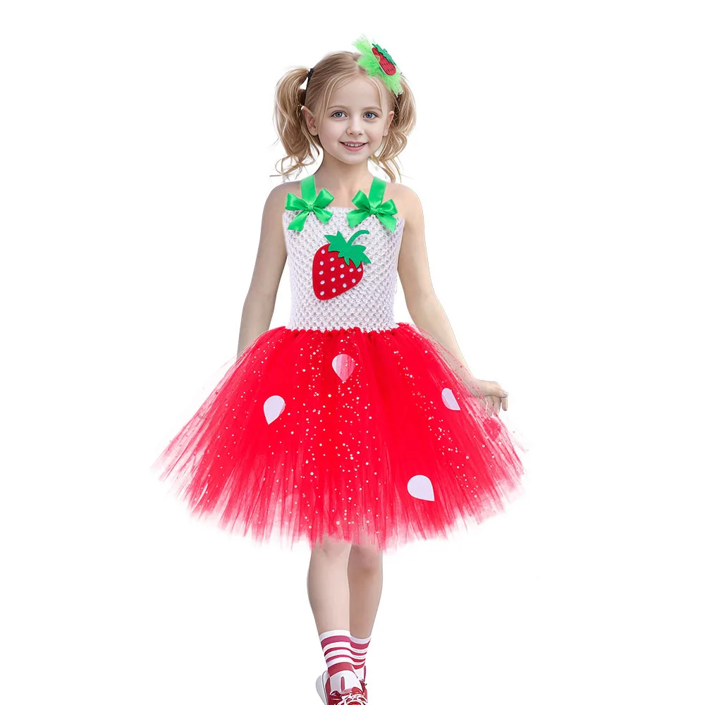 Niedliches Baby-Ballett-Tutu, Erdbeer-Spitzen-Prinzessinnenkleid, Kinder-Geburtstagskostüm, Rollenspiel-Wassermelonen-Weihnachtskleid, Geschenk – Detail 17