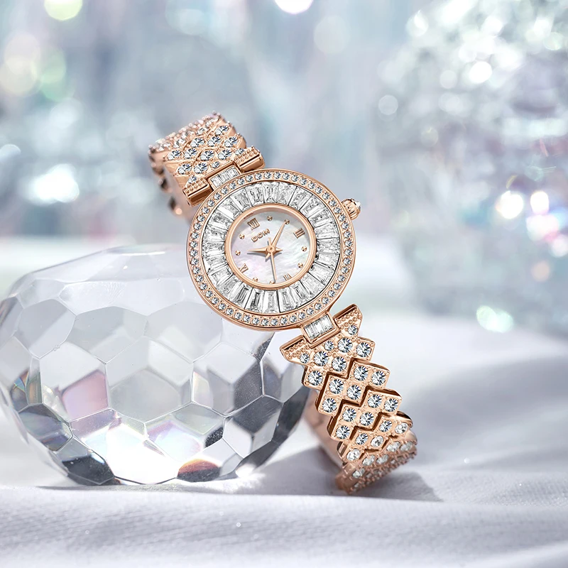 DOM-reloj de cuarzo redondo para mujer, cronógrafo de pulsera con puntero de cristal, resistente al agua, elegante, a la moda, de lujo, regalo, 1375